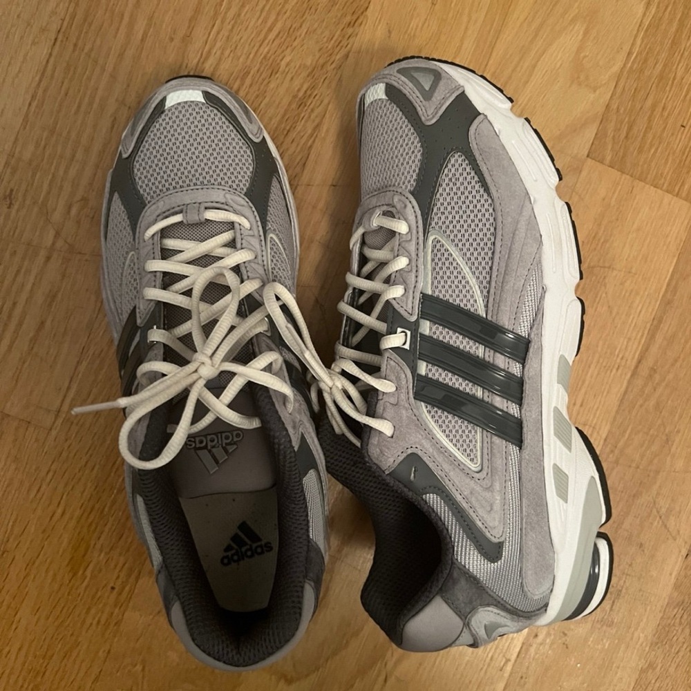 Adidas Gray Athletic Shoes with Mesh Upper and Low-Top Design